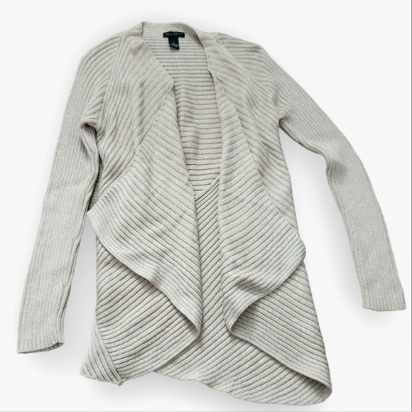 Willi Smith Asymmetrical Drape Front Metallic Cardigan - Picture 1 of 4